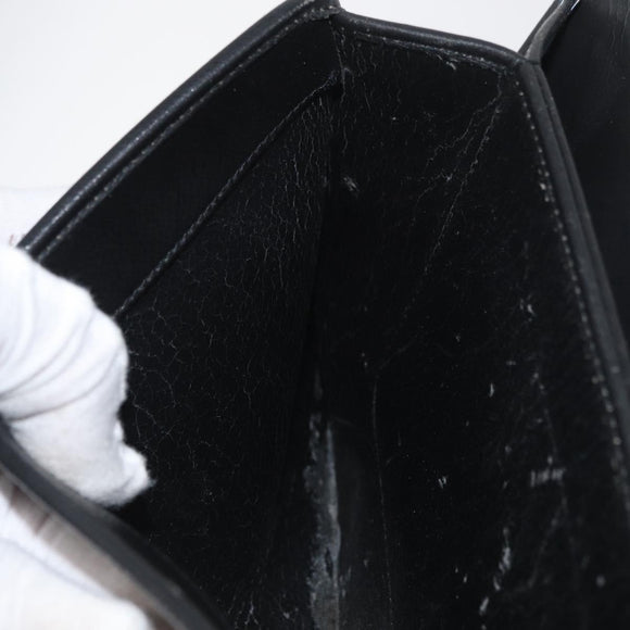 Christian Dior Shoulder Bag Leather Black Gold Auth ka3727