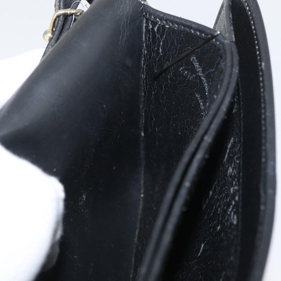 Christian Dior Shoulder Bag Leather Black Gold Auth ka3727