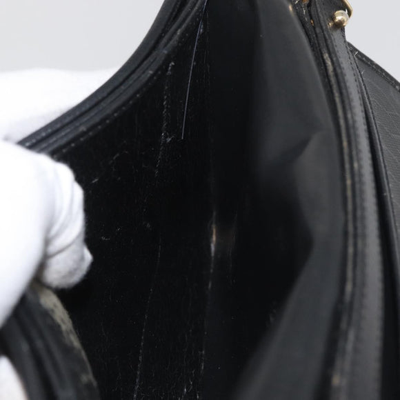 Christian Dior Shoulder Bag Leather Black Gold Auth ka3727