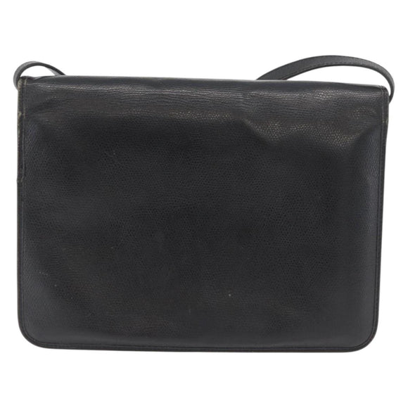 Christian Dior Shoulder Bag Leather Black Gold Auth ka3727
