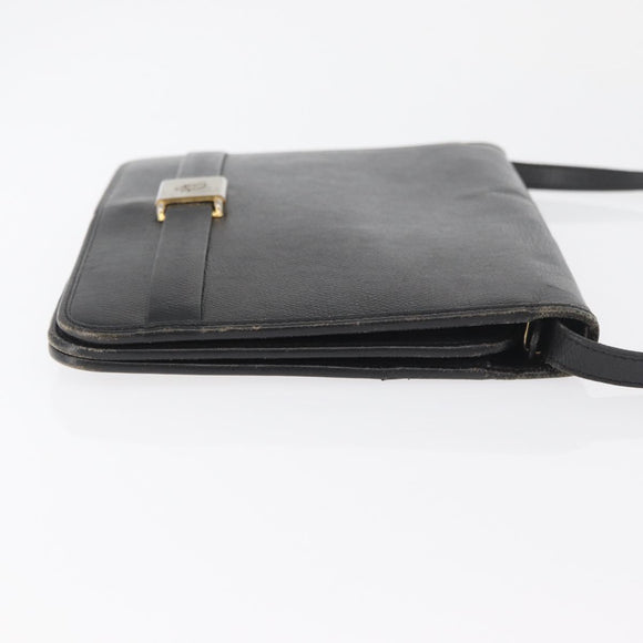 Christian Dior Shoulder Bag Leather Black Gold Auth ka3727