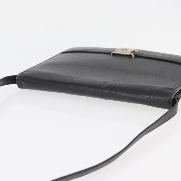 Christian Dior Shoulder Bag Leather Black Gold Auth ka3727