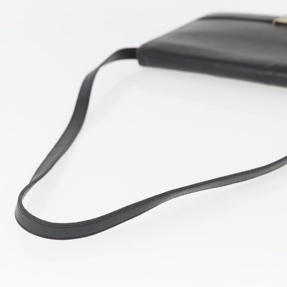 Christian Dior Shoulder Bag Leather Black Gold Auth ka3727