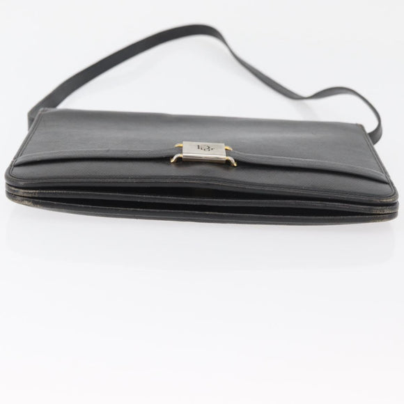 Christian Dior Shoulder Bag Leather Black Gold Auth ka3727