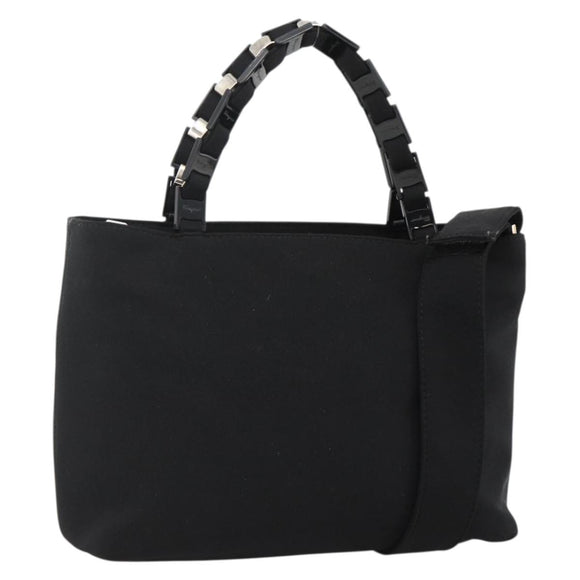 Salvatore Ferragamo Hand Bag Nylon 2way Black Silver Auth ka3729A