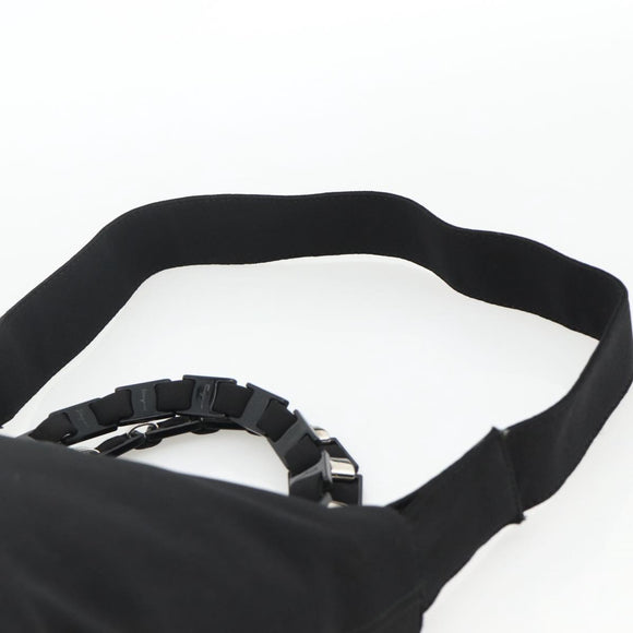 Salvatore Ferragamo Hand Bag Nylon 2way Black Silver Auth ka3729A