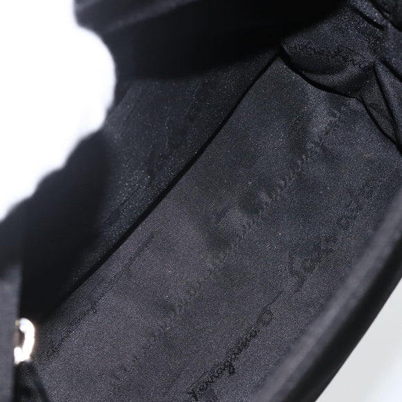 Salvatore Ferragamo Hand Bag Nylon 2way Black Silver Auth ka3729A