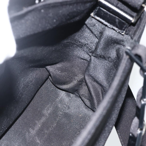 Salvatore Ferragamo Hand Bag Nylon 2way Black Silver Auth ka3729A