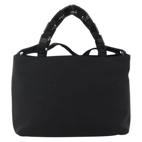 Salvatore Ferragamo Hand Bag Nylon 2way Black Silver Auth ka3729A