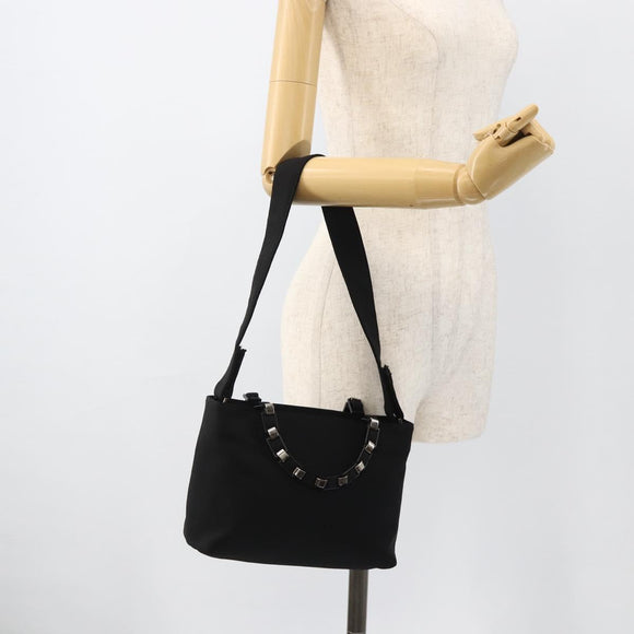 Salvatore Ferragamo Hand Bag Nylon 2way Black Silver Auth ka3729A