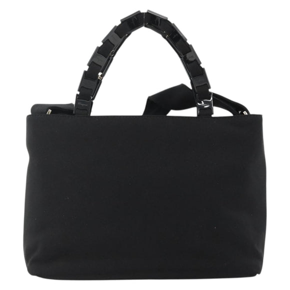 Salvatore Ferragamo Hand Bag Nylon 2way Black Silver Auth ka3729A
