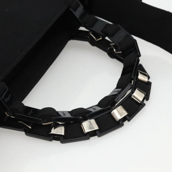 Salvatore Ferragamo Hand Bag Nylon 2way Black Silver Auth ka3729A