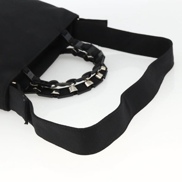 Salvatore Ferragamo Hand Bag Nylon 2way Black Silver Auth ka3729A