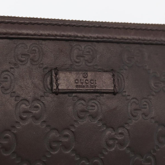 GUCCI GG Canvas Guccissima Clutch Bag Leather Brown 152600 Auth ka3732