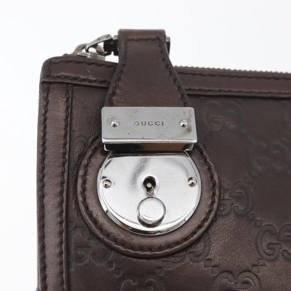 GUCCI GG Canvas Guccissima Clutch Bag Leather Brown 152600 Auth ka3732