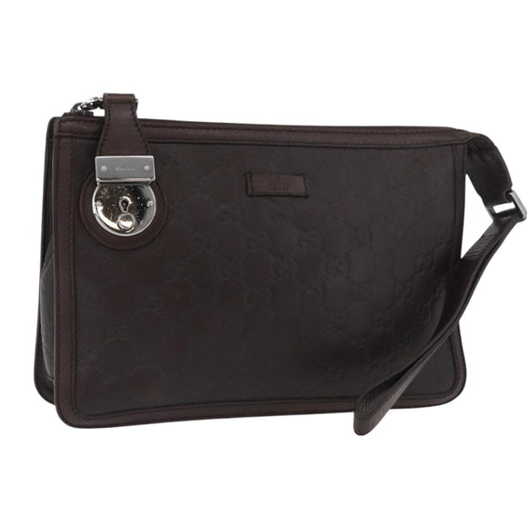 GUCCI GG Canvas Guccissima Clutch Bag Leather Brown 152600 Auth ka3732