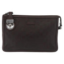 GUCCI GG Canvas Guccissima Clutch Bag Leather Brown 152600 Auth ka3732-13