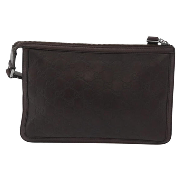 GUCCI GG Canvas Guccissima Clutch Bag Leather Brown 152600 Auth ka3732