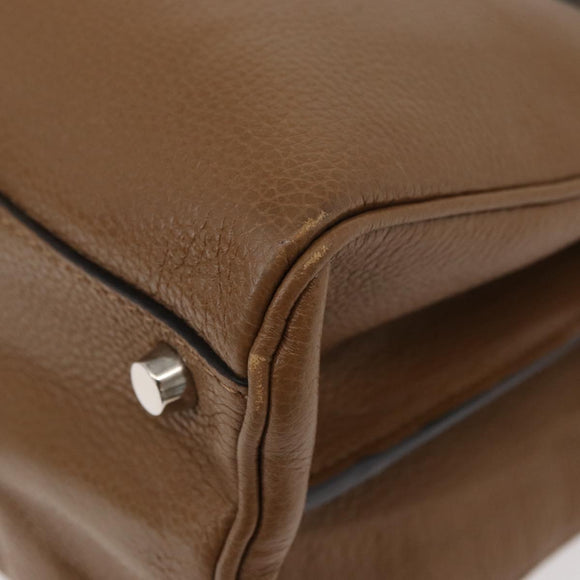 GUCCI Zumi Hand Bag Leather 2way Brown Silver 564714 Auth ka3735