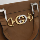 GUCCI Zumi Hand Bag Leather 2way Brown Silver 564714 Auth ka3735-16