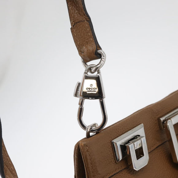 GUCCI Zumi Hand Bag Leather 2way Brown Silver 564714 Auth ka3735