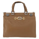 GUCCI Zumi Hand Bag Leather 2way Brown Silver 564714 Auth ka3735-2
