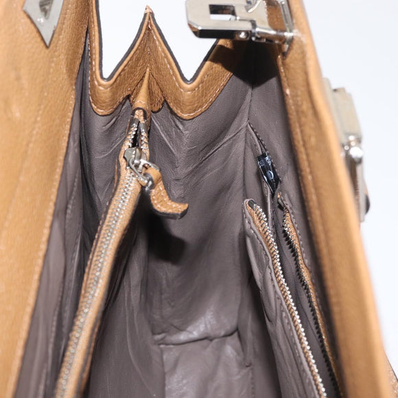 GUCCI Zumi Hand Bag Leather 2way Brown Silver 564714 Auth ka3735