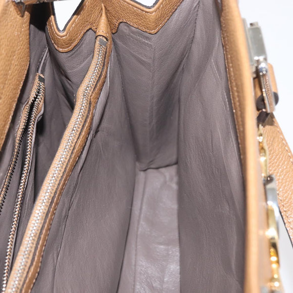 GUCCI Zumi Hand Bag Leather 2way Brown Silver 564714 Auth ka3735