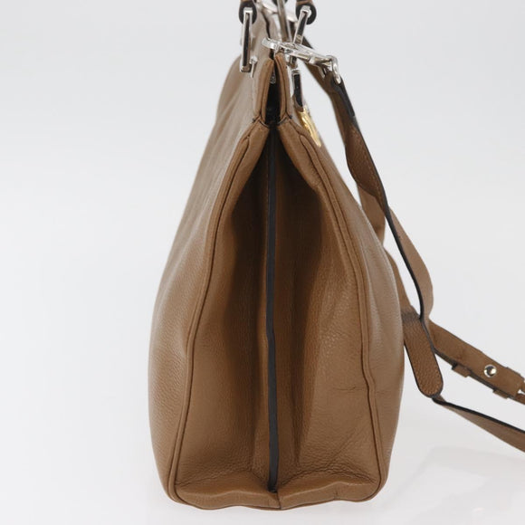 GUCCI Zumi Hand Bag Leather 2way Brown Silver 564714 Auth ka3735