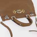 GUCCI Zumi Hand Bag Leather 2way Brown Silver 564714 Auth ka3735-6