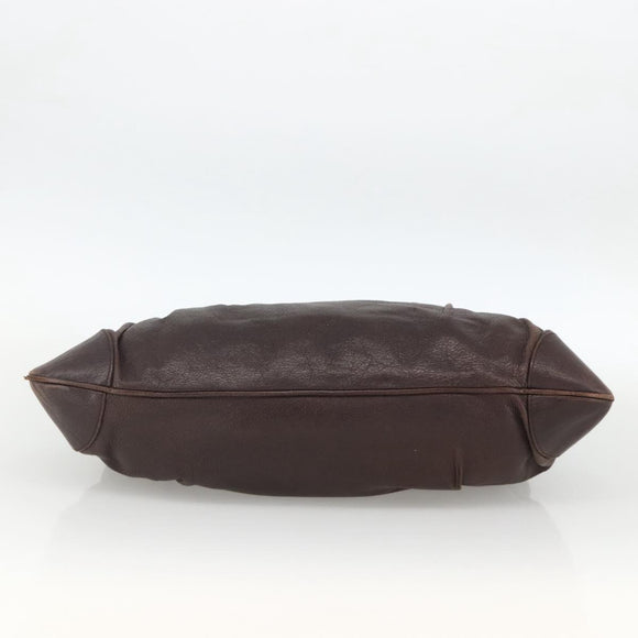 Salvatore Ferragamo Gancini Hand Bag Leather Brown Silver Auth ka3739