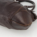 Salvatore Ferragamo Gancini Hand Bag Leather Brown Silver Auth ka3739-9