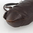 Salvatore Ferragamo Gancini Hand Bag Leather Brown Silver Auth ka3739-15