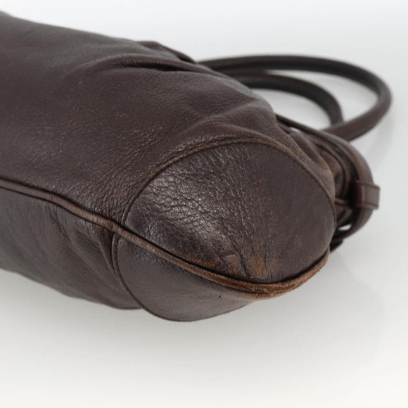 Salvatore Ferragamo Gancini Hand Bag Leather Brown Silver Auth ka3739