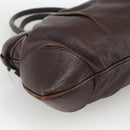 Salvatore Ferragamo Gancini Hand Bag Leather Brown Silver Auth ka3739-17