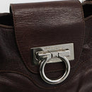 Salvatore Ferragamo Gancini Hand Bag Leather Brown Silver Auth ka3739-18
