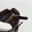 Salvatore Ferragamo Gancini Hand Bag Leather Brown Silver Auth ka3739-10