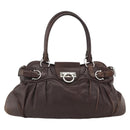 Salvatore Ferragamo Gancini Hand Bag Leather Brown Silver Auth ka3739-13