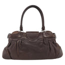 Salvatore Ferragamo Gancini Hand Bag Leather Brown Silver Auth ka3739-2