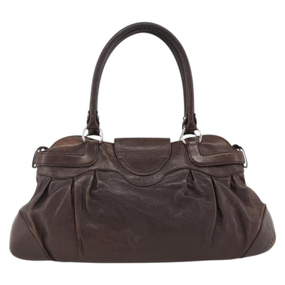 Salvatore Ferragamo Gancini Hand Bag Leather Brown Silver Auth ka3739 - 0