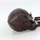 Salvatore Ferragamo Gancini Hand Bag Leather Brown Silver Auth ka3739-4