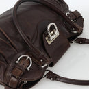 Salvatore Ferragamo Gancini Hand Bag Leather Brown Silver Auth ka3739-6