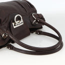 Salvatore Ferragamo Gancini Hand Bag Leather Brown Silver Auth ka3739-8