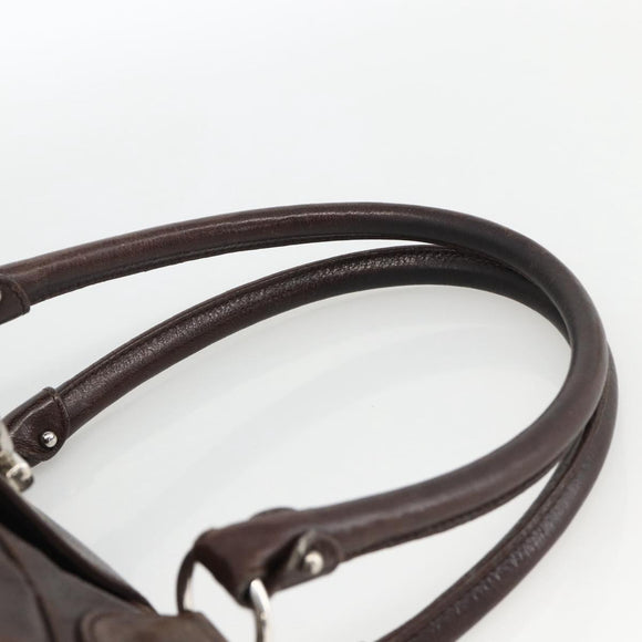 Salvatore Ferragamo Gancini Hand Bag Leather Brown Silver Auth ka3739