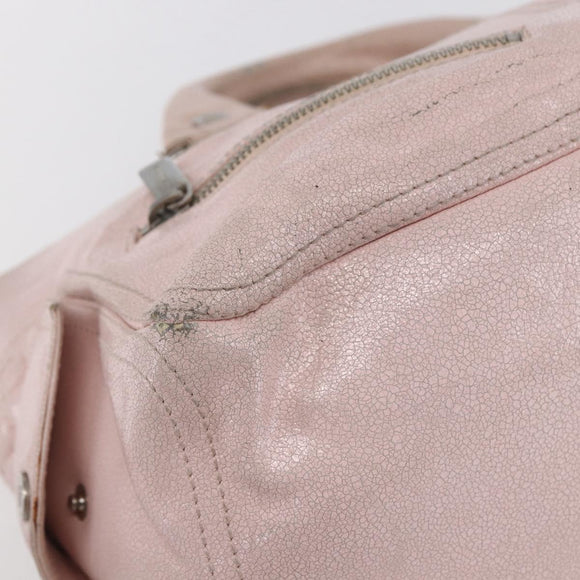 CELINE Boogie bag Hand Bag Leather Pink Silver Auth ka374