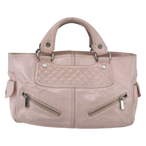 CELINE Boogie bag Hand Bag Leather Pink Silver Auth ka374