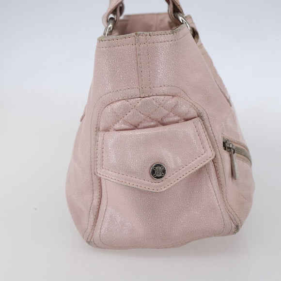 CELINE Boogie bag Hand Bag Leather Pink Silver Auth ka374