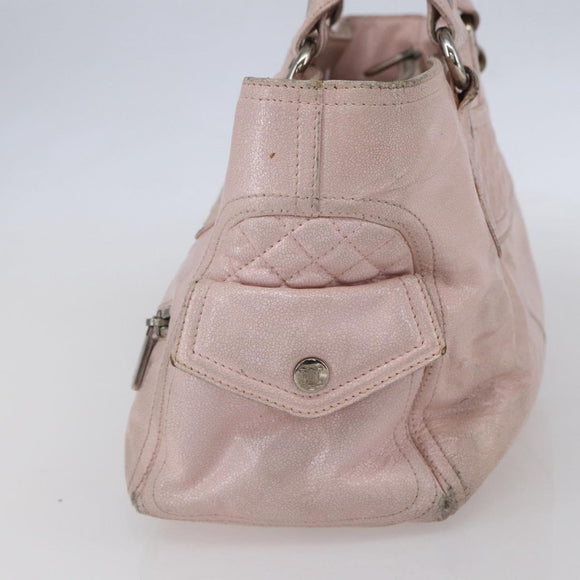 CELINE Boogie bag Hand Bag Leather Pink Silver Auth ka374