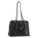 CHANEL Chain Shoulder Bag Patent leather Black Silver CC Auth ka3740-1