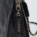 CHANEL Chain Shoulder Bag Patent leather Black Silver CC Auth ka3740-10